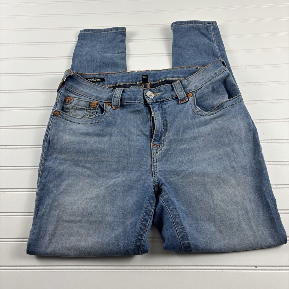 True Religion Jennie Mid‎ Rise Curvy Skinny Jeans Size 31 Light/Mid Wash